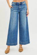 RISEN Slouchy Ankle Wide Jeans DARK