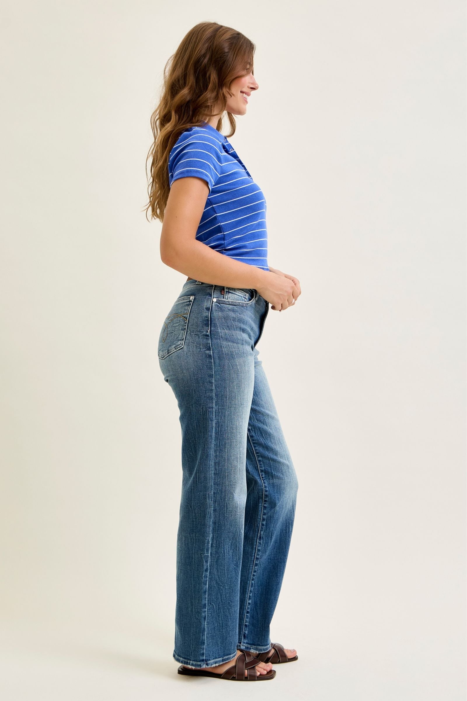 Judy Blue Mid Rise Straight Denim Jeans 82719