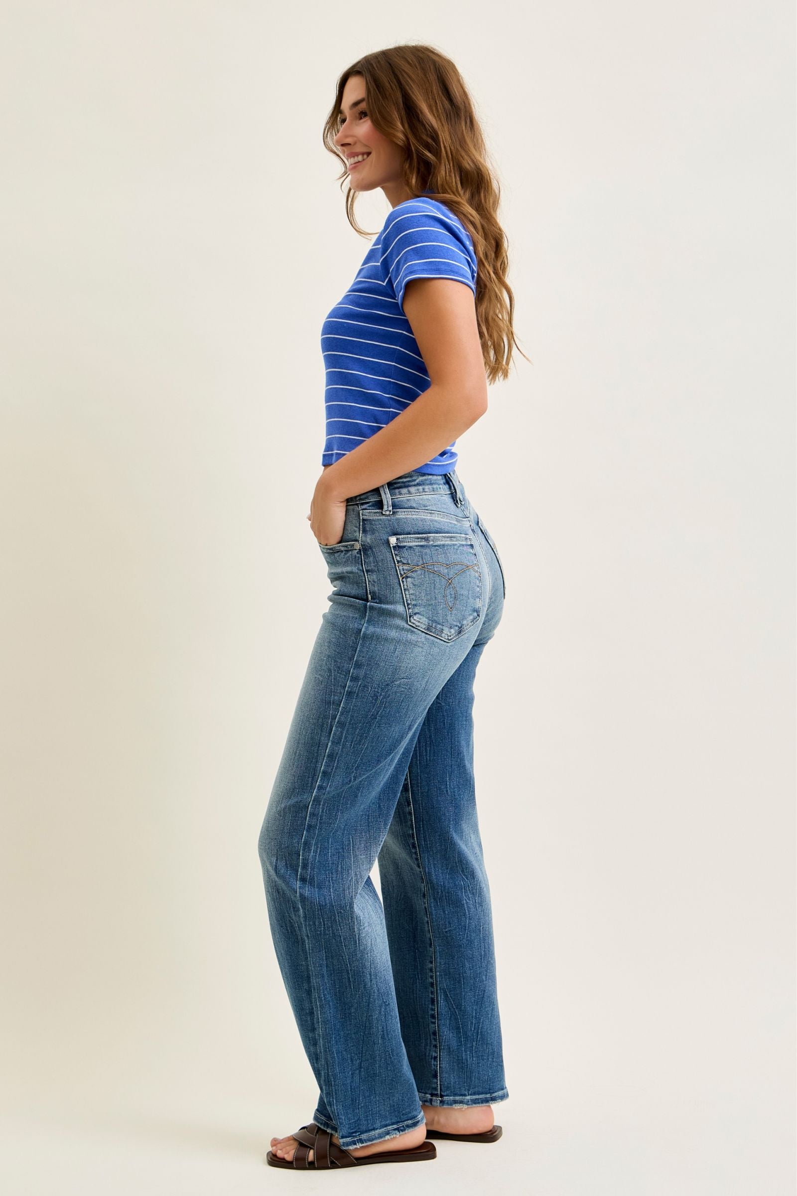 Judy Blue Mid Rise Straight Denim Jeans 82719