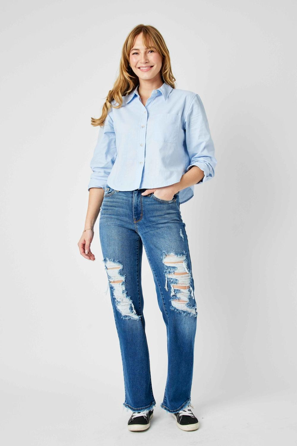 Judy Blue Mid Rise Dad Denim Jeans 82605