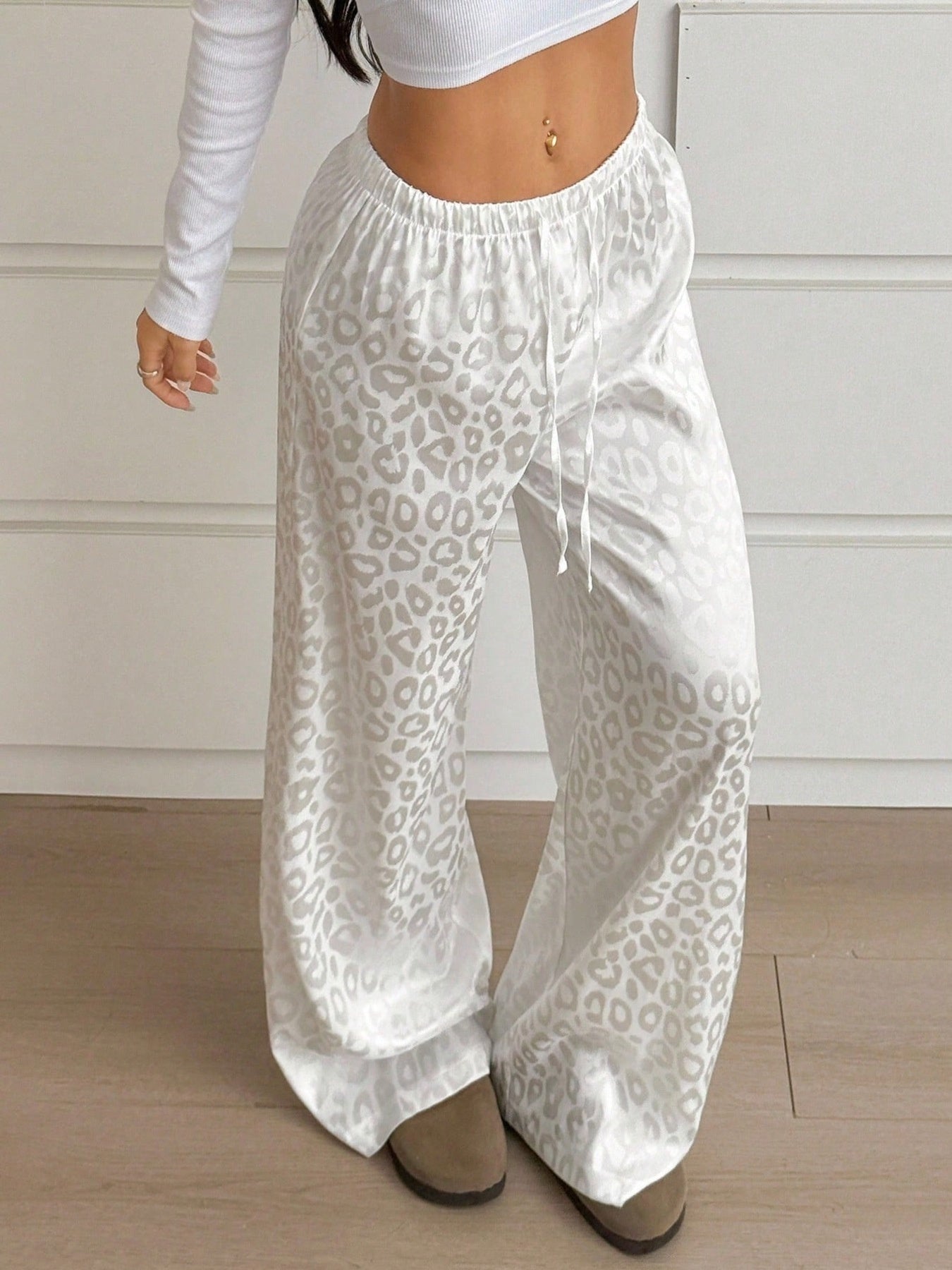 Leopard Print Wide Leg Pants