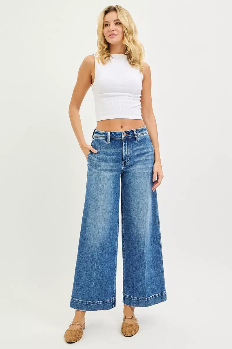 RISEN Slouchy Ankle Wide Jeans