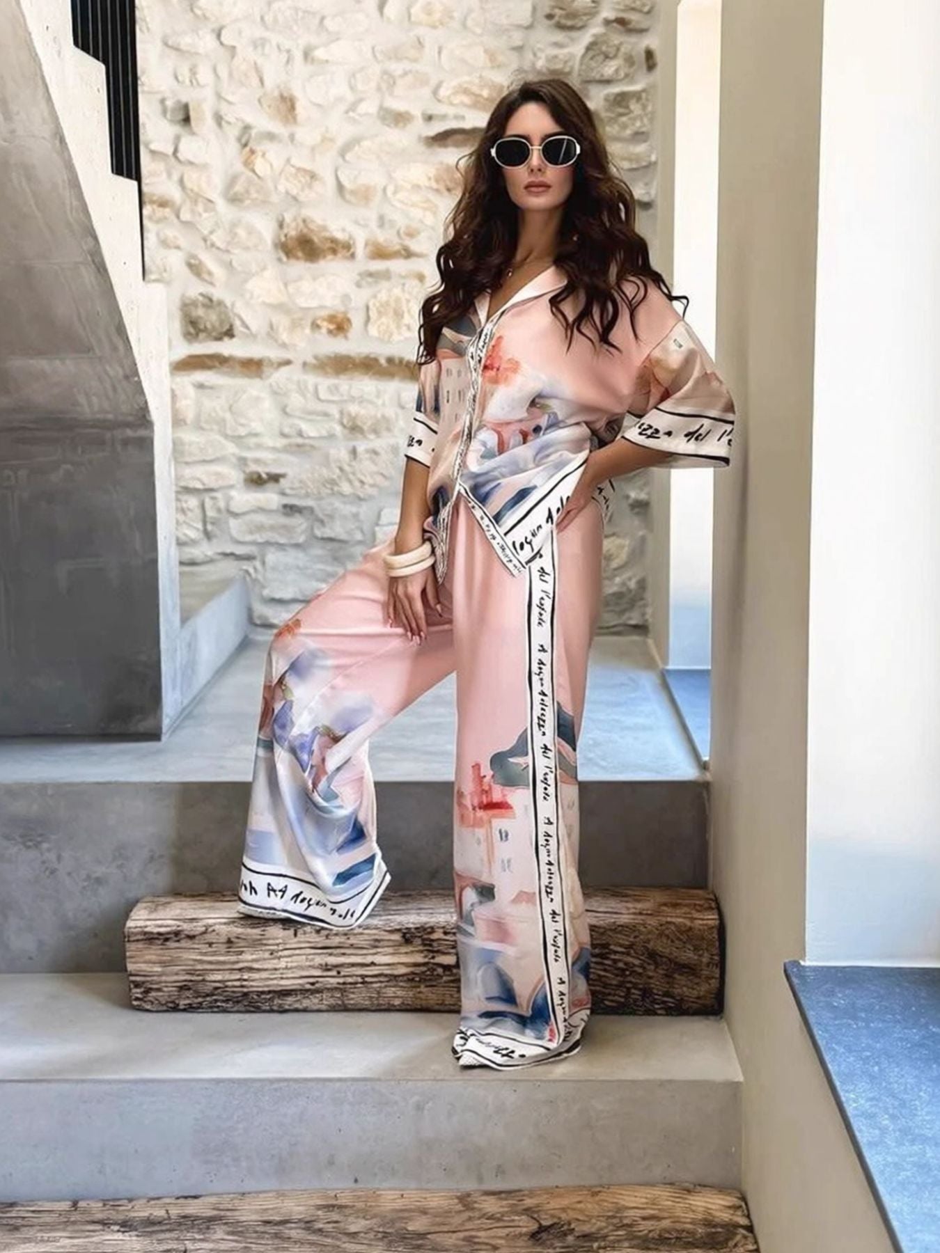 Printed Relaxed Fit Shirt and Pants Set