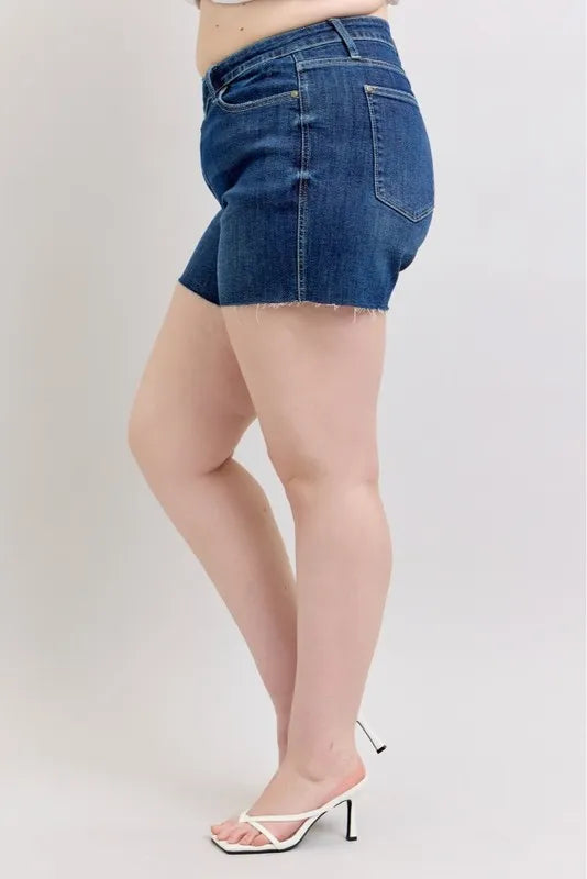 Judy Blue Plus Size High Waist Criss-Cross Waistband Denim Shorts