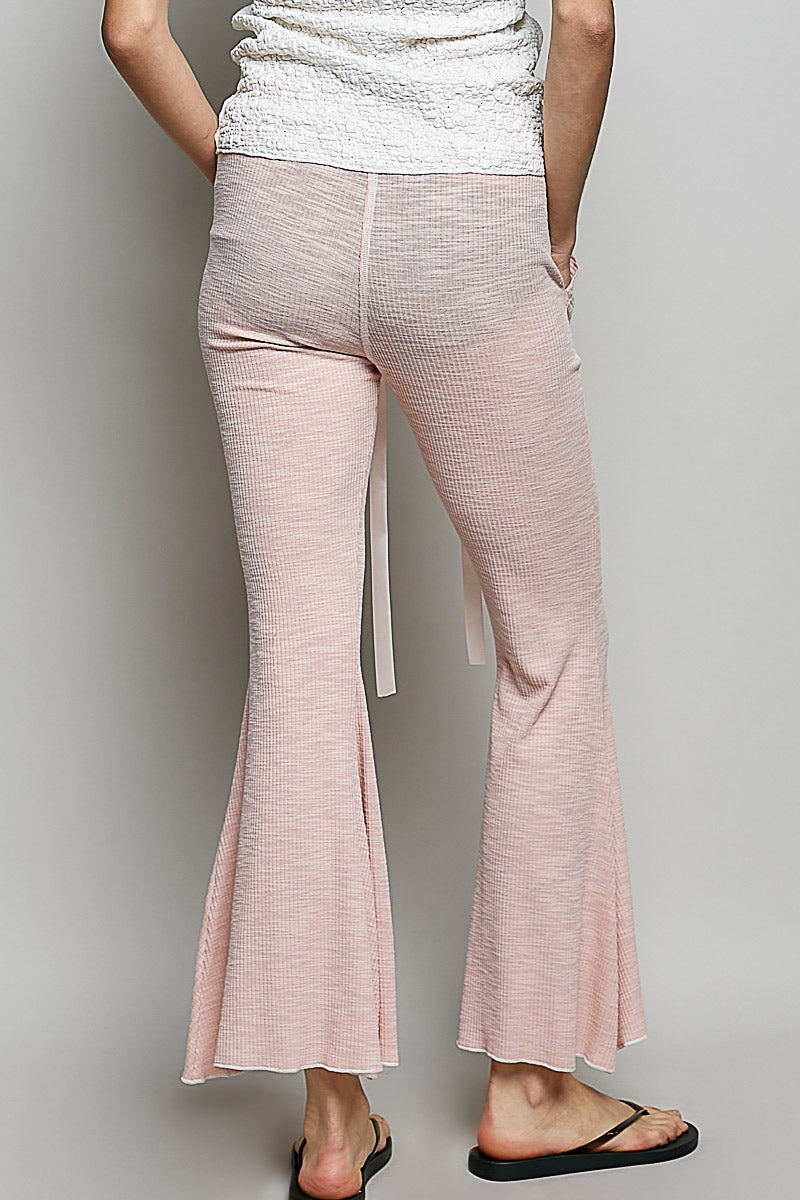 POL Drawstring Textured Ribbed Knit Pants