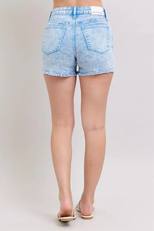Judy Blue Full Size Mid Rise Garment Dyed Denim Shorts Plus Size