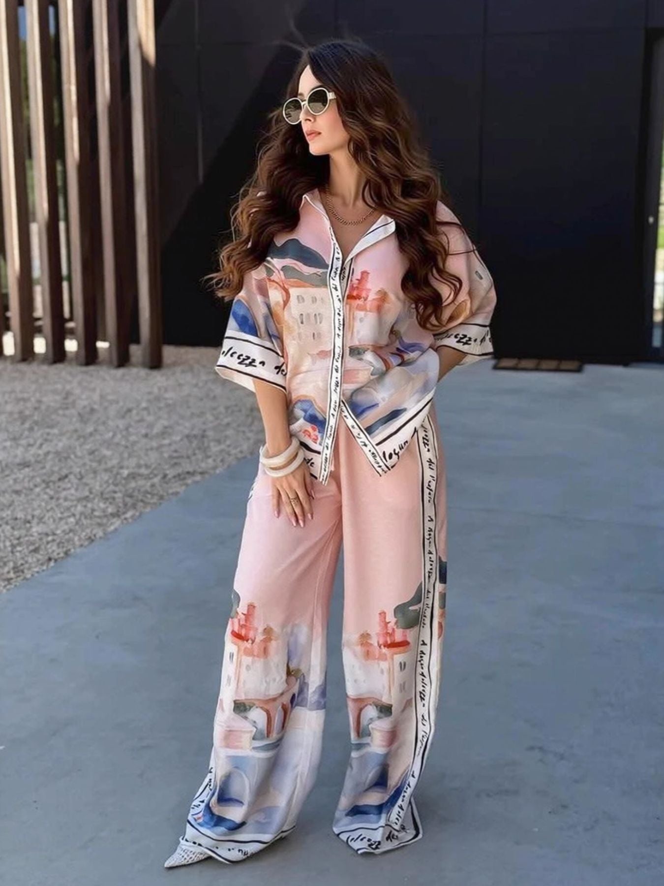 Printed Relaxed Fit Shirt and Pants Set