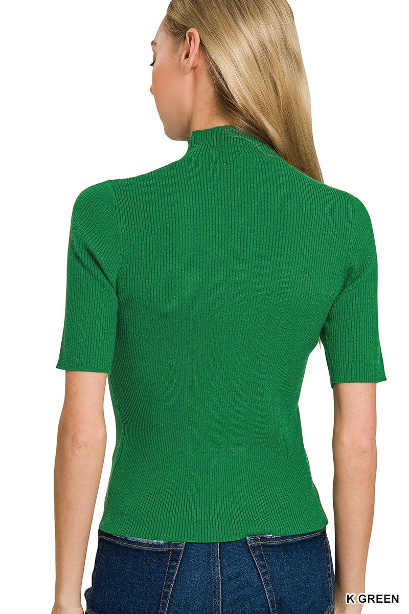 Zenana Viscose Ribbed Mock Neck Sweater