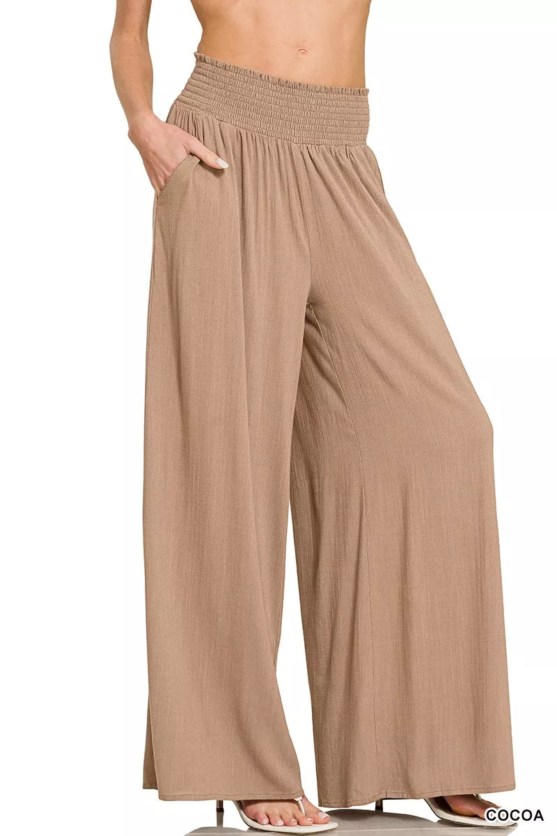 Zenana Smocked Waistband Wide Leg Lounge Pants