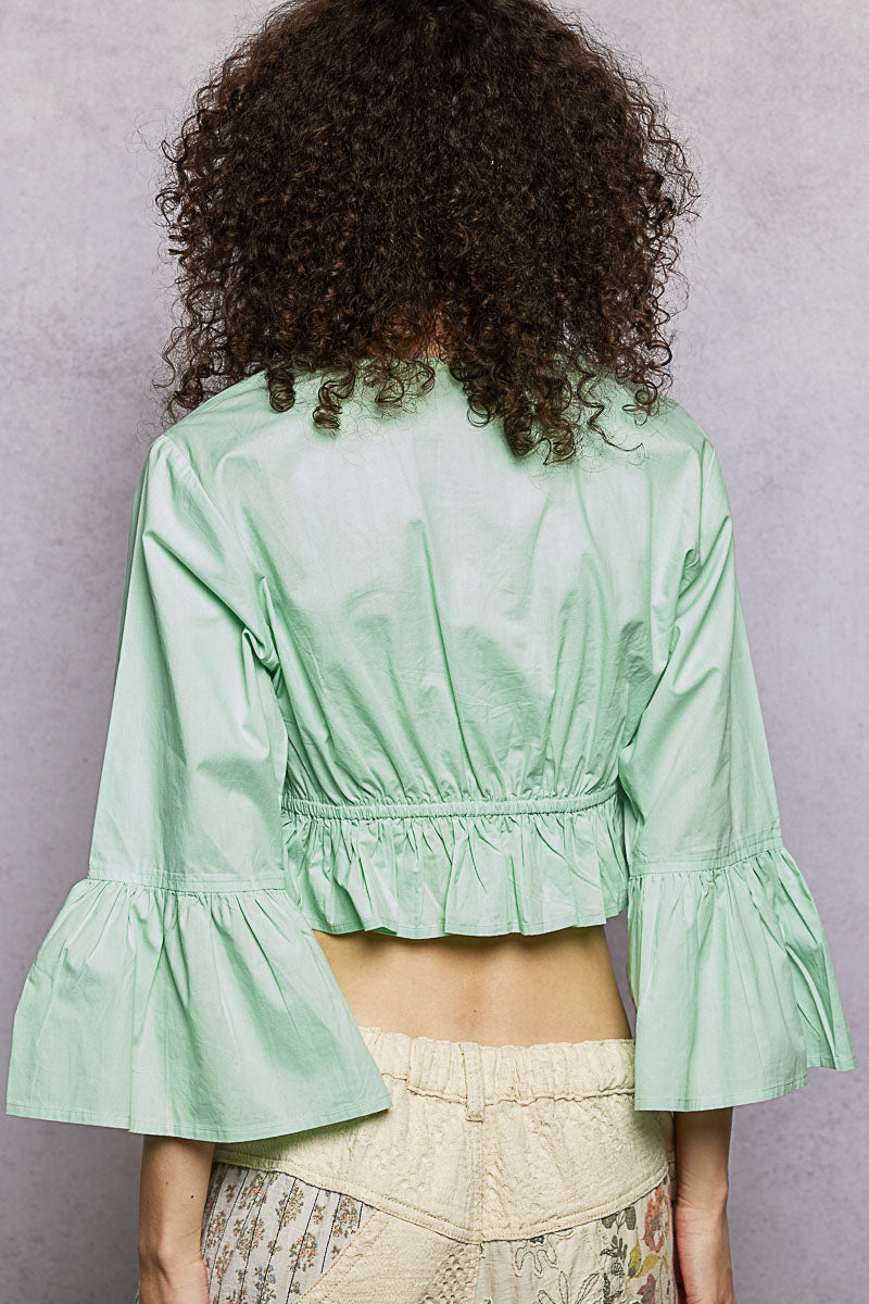 POL Floral Embroidered Cropped Blouse