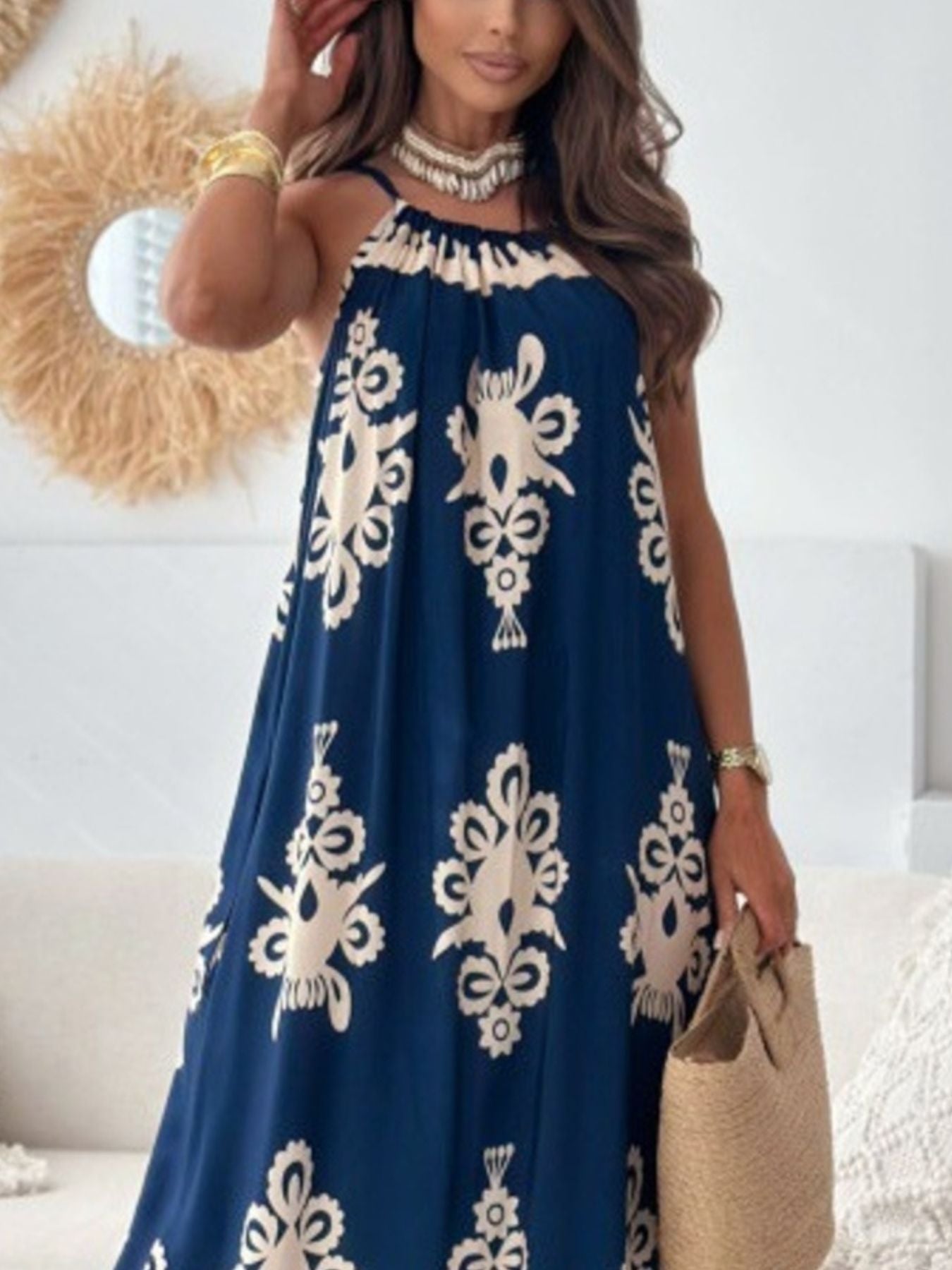 Printed Sleeveless Maxi Dress