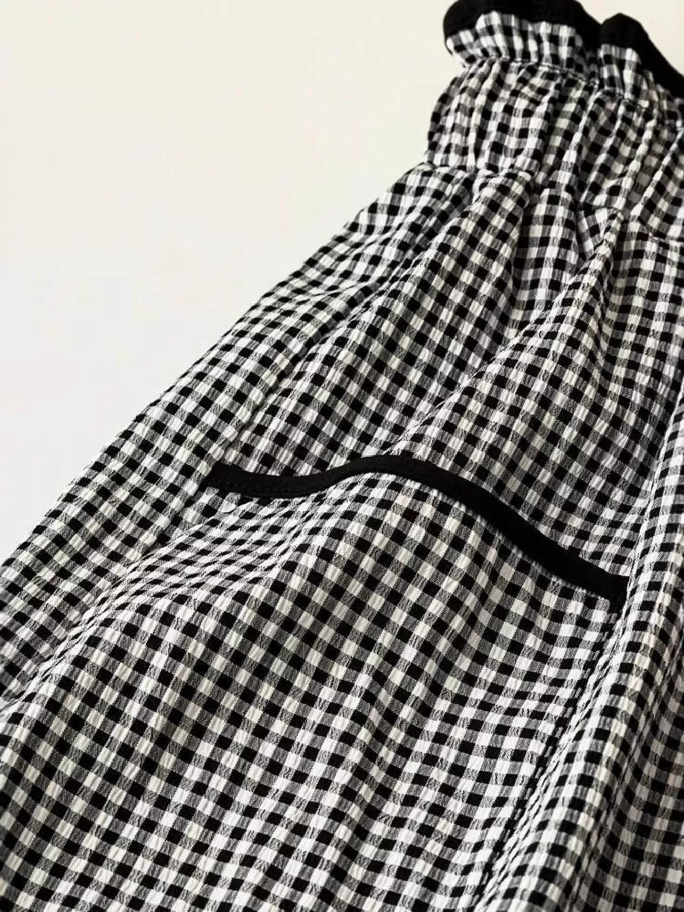 Gingham High-Waisted Wide-Leg Pants