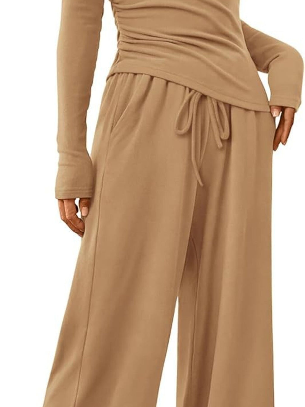 Round Neck Long Sleeve Top and Pants Set