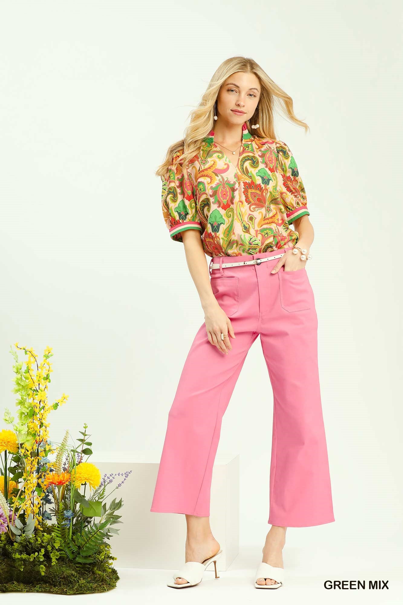 Umgee Jacquard Abstract Print Top