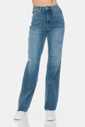 Judy Blue Tummy Control Cut Raw Hem Straight Jeans 88848 Medium